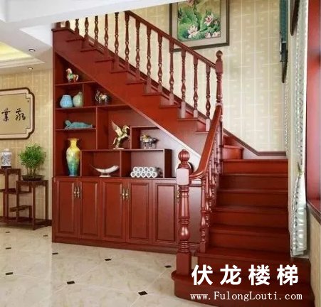 实木整体楼梯+书柜