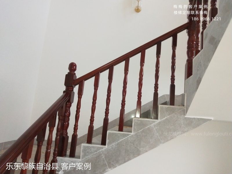实木扶手,圆小柱,乐东,楼梯扶手,海南楼梯