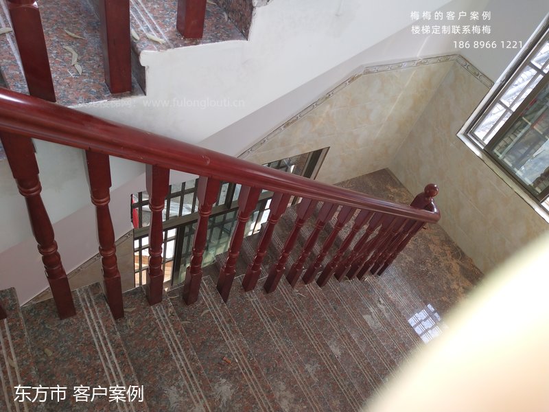 实木扶手,圆小柱,东方,楼梯扶手,海南楼梯