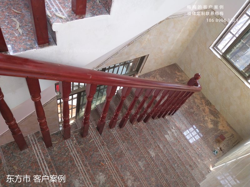 实木扶手,圆小柱,东方,楼梯扶手,海南楼梯