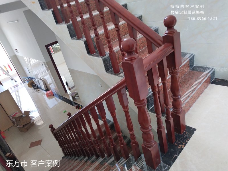 实木扶手,圆小柱,东方,楼梯扶手,海南楼梯