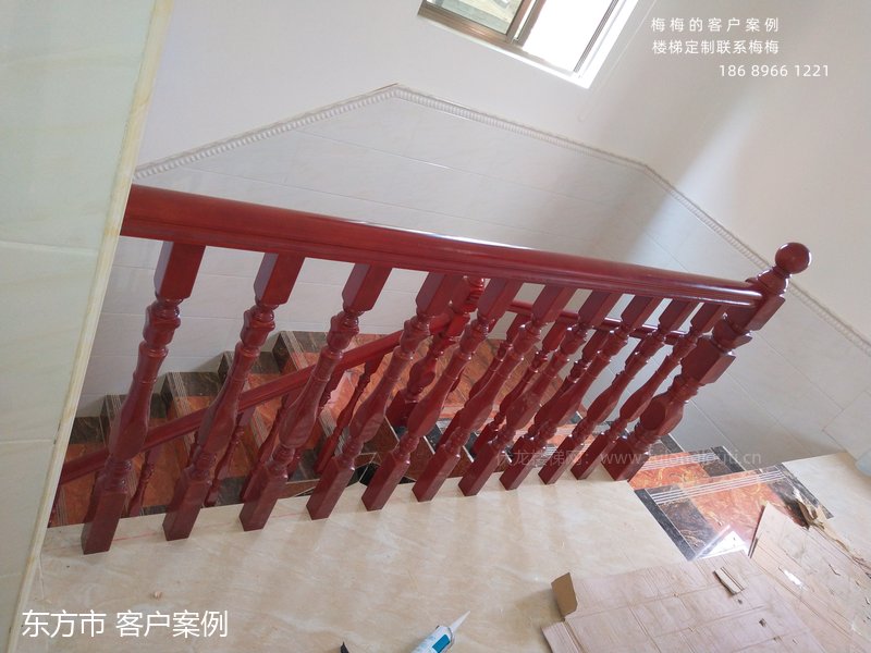 四方圆小柱,实木扶手,东方,楼梯扶手,海南楼梯