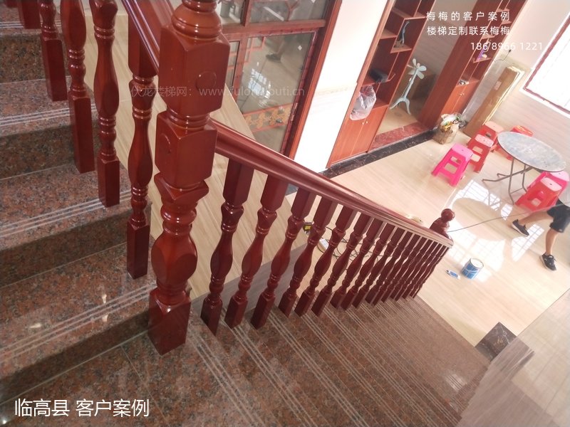 四方圆小柱,实木扶手,临高,楼梯扶手,海南楼梯