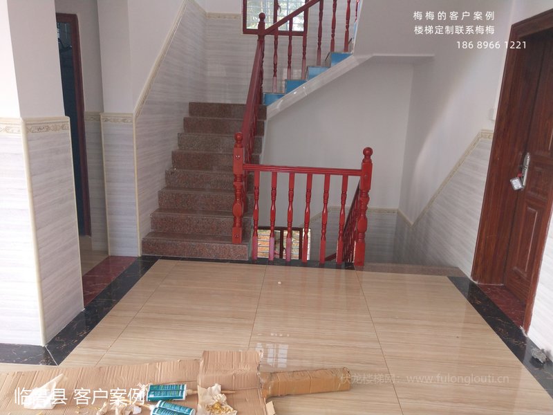 四方圆小柱,实木扶手,临高,楼梯扶手,海南楼梯
