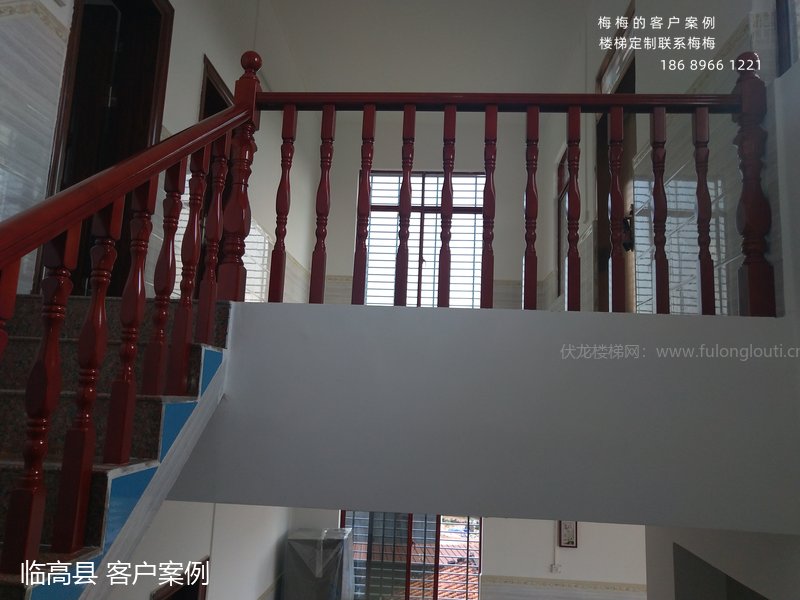 四方圆小柱,实木扶手,临高,楼梯扶手,海南楼梯