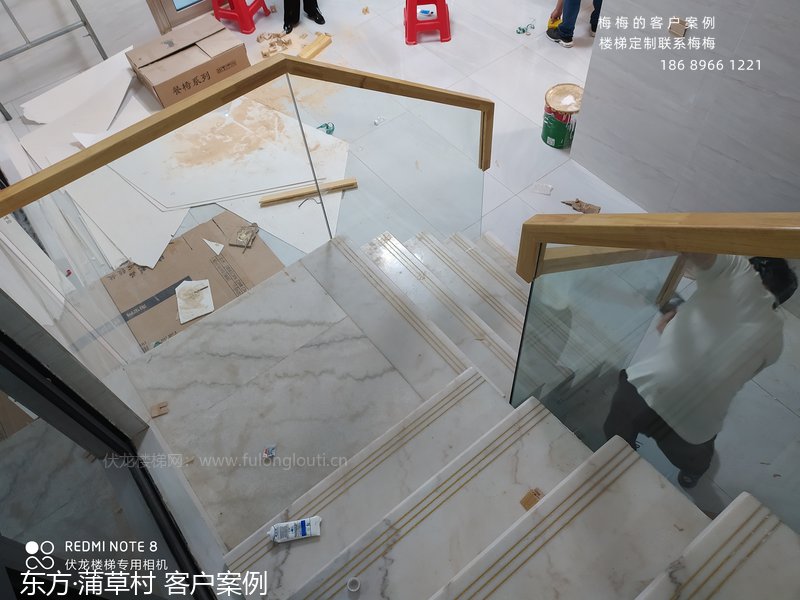 海南东方蒲草村玻璃扶手设计安装-客户完工实拍