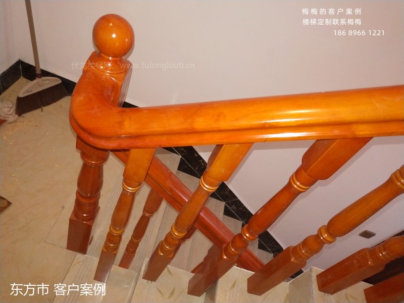 实木扶手,圆小柱,东方,楼梯扶手,海南楼梯