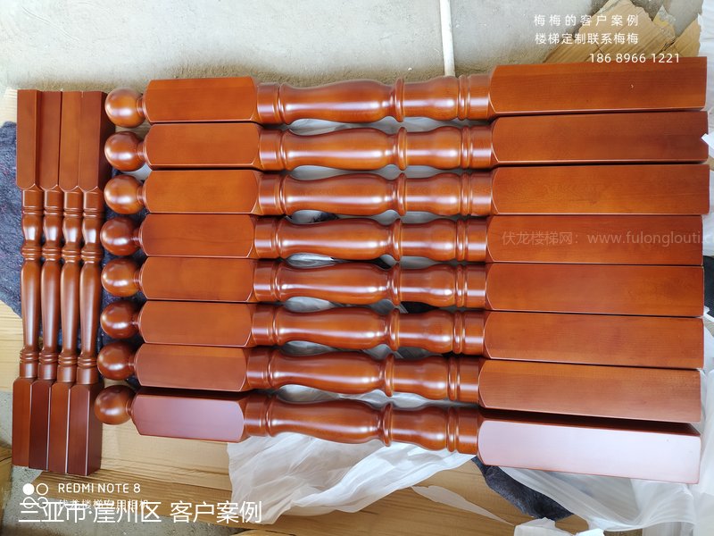 实木扶手,圆小柱,三亚崖州,楼梯扶手,海南楼梯