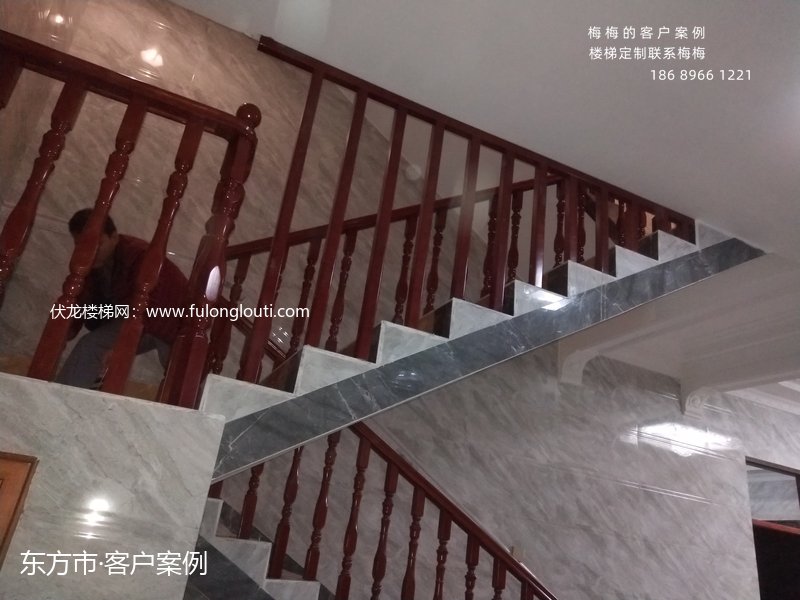 东方市四方圆小柱实木扶手效果