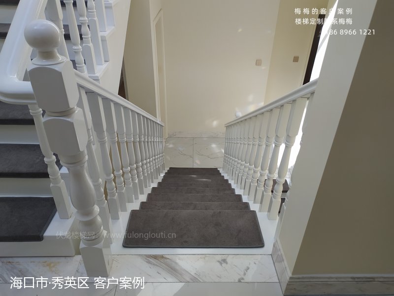实木扶手,圆小柱,海口秀英,楼梯扶手,海南楼梯