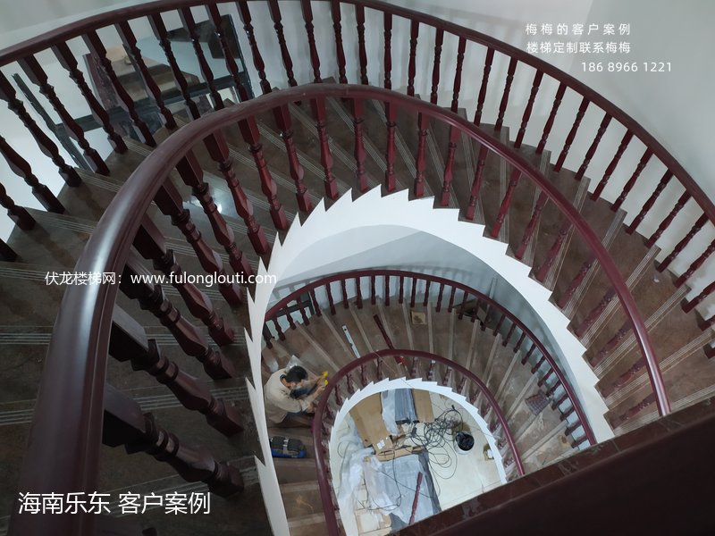 乐东,弧形楼梯,实木扶手,楼梯案例,海南