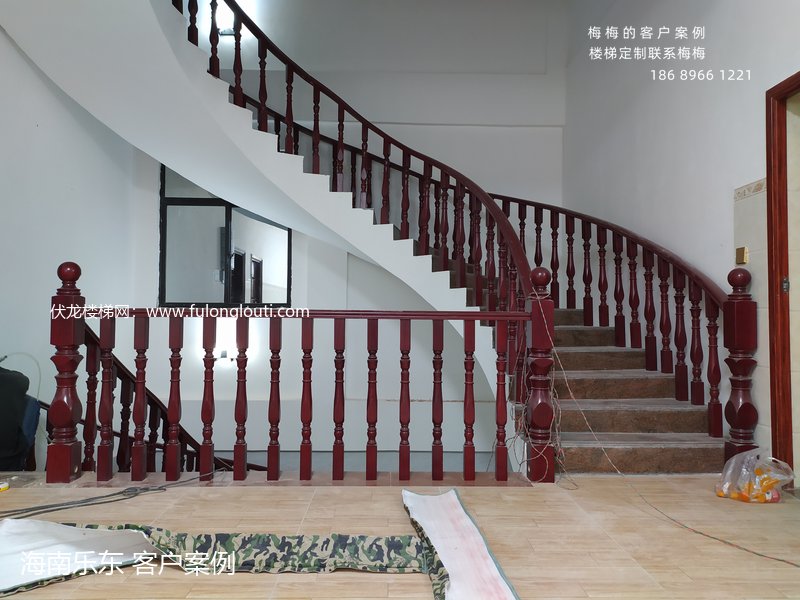 乐东,弧形楼梯,实木扶手,楼梯案例,海南