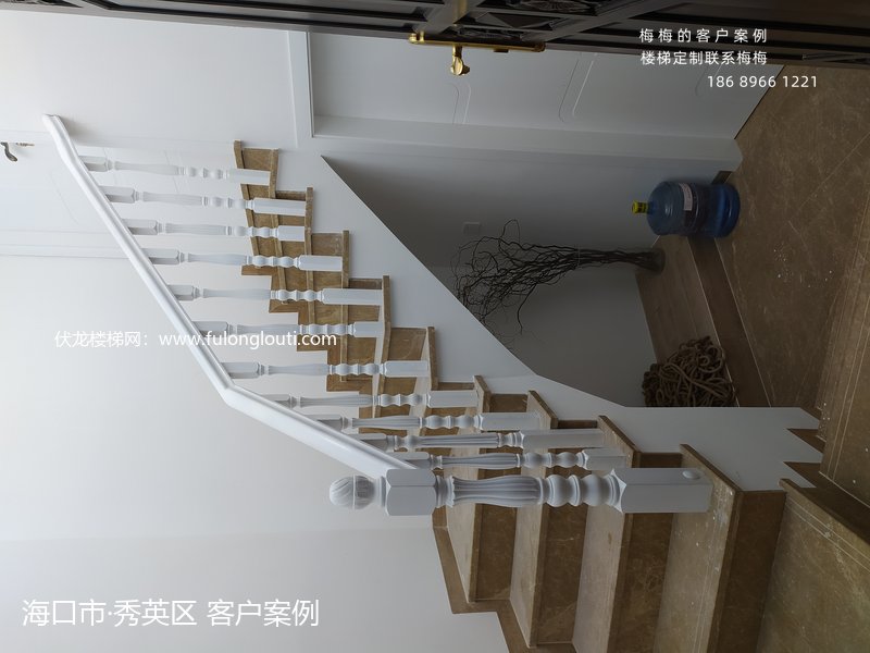 海口,秀英,拉线柱,实木扶手,楼梯案例