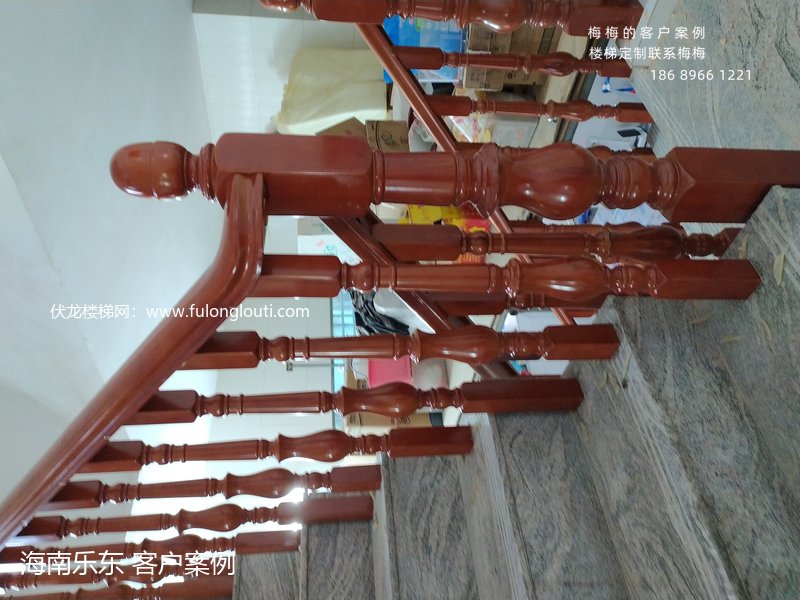 乐东,大肚柱,实木扶手,楼梯案例,海南案例