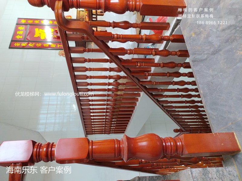 乐东,大肚柱,实木扶手,楼梯案例,海南案例
