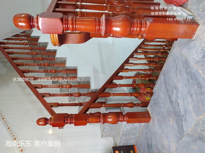 乐东,大肚柱,实木扶手,楼梯案例,海南案例