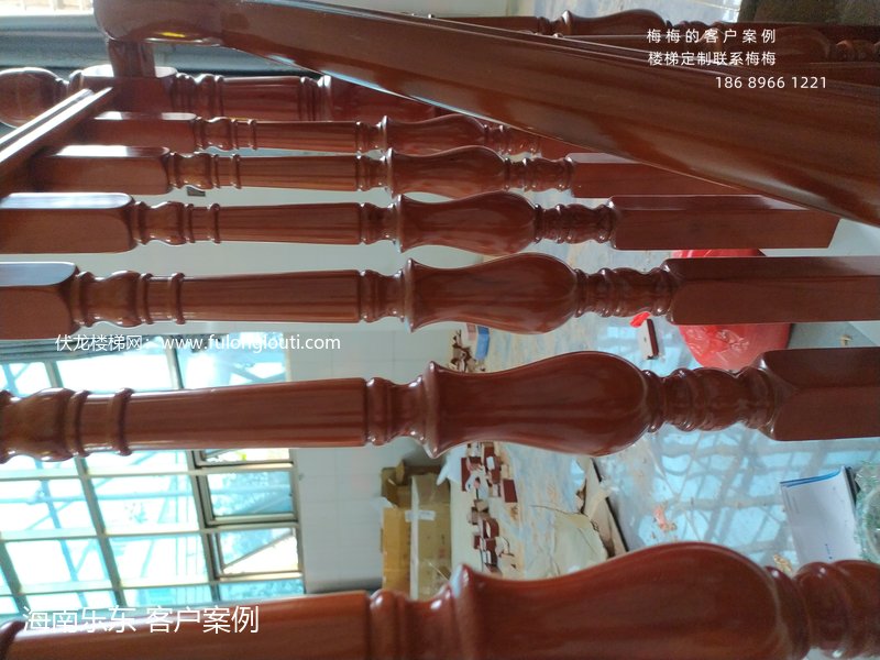 乐东,大肚柱,实木扶手,楼梯案例,海南案例