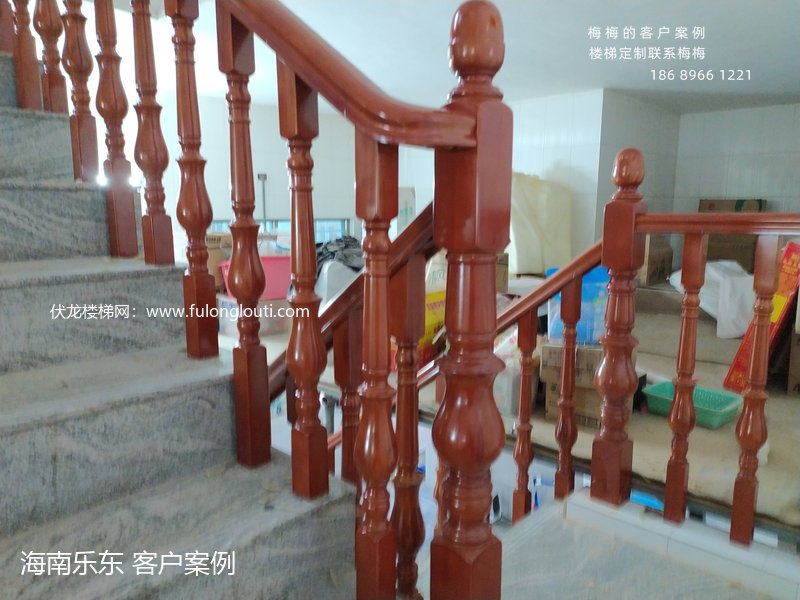乐东,大肚柱,实木扶手,楼梯案例,海南案例